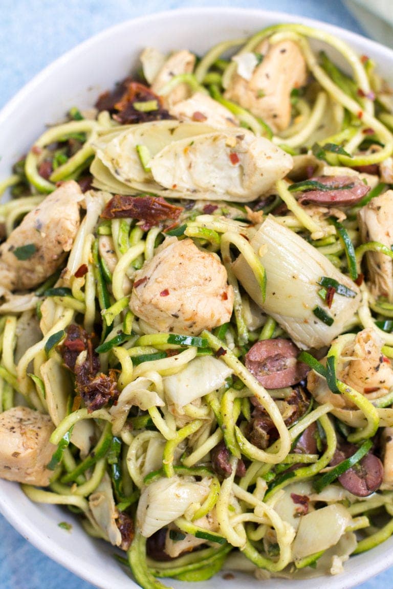 Whole30 Greek Chicken Zucchini Noodles