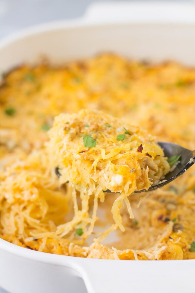 Buffalo Chicken Spaghetti Squash Casserole The Clean Eating Couple