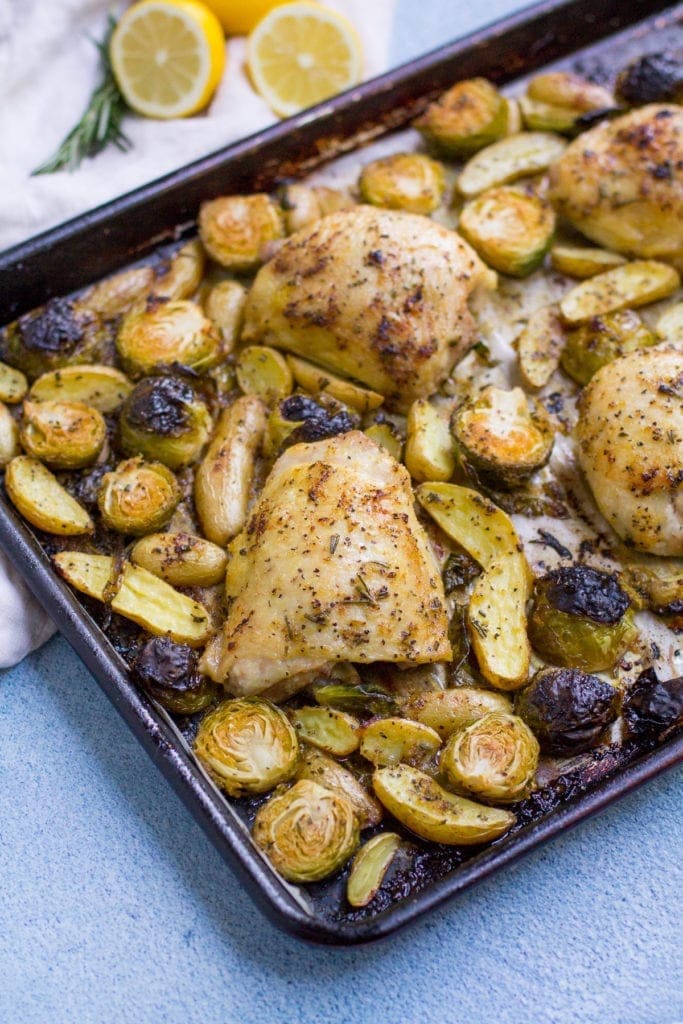 Lemon Rosemary Sheet Pan Chicken Thighs The Clean Eating Couple