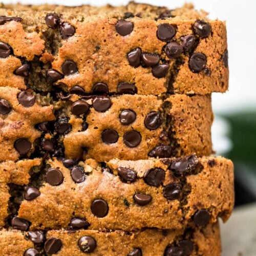 Gluten Free Zucchini Bread sliced and stacked on top of one another