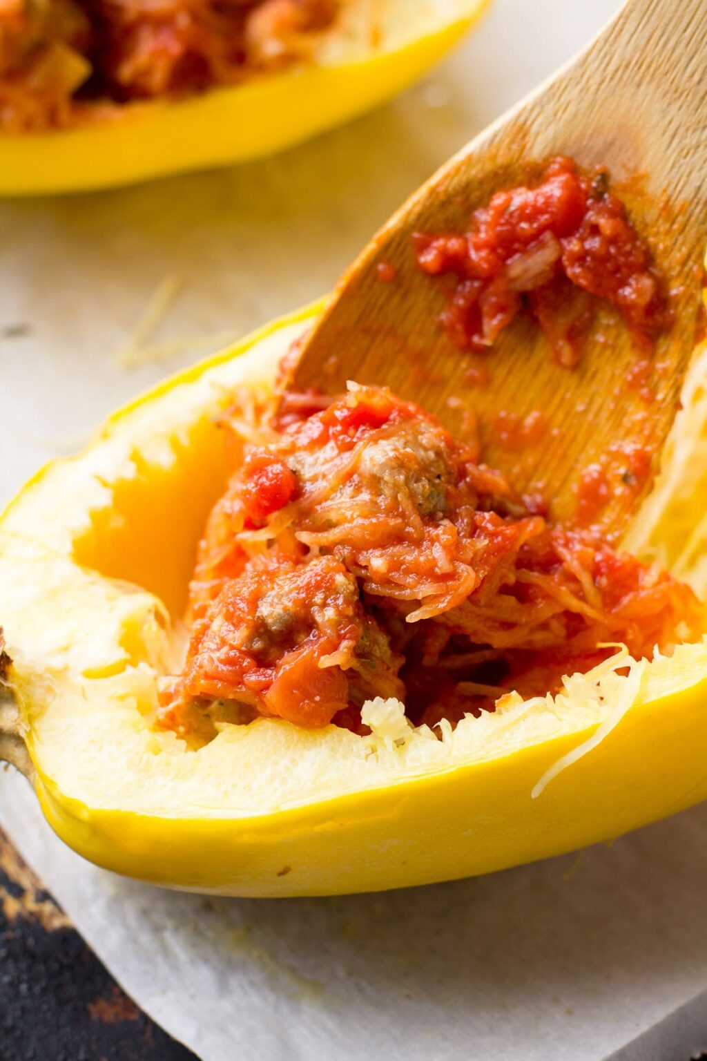 Meatball Spaghetti Squash Boats The Clean Eating Couple