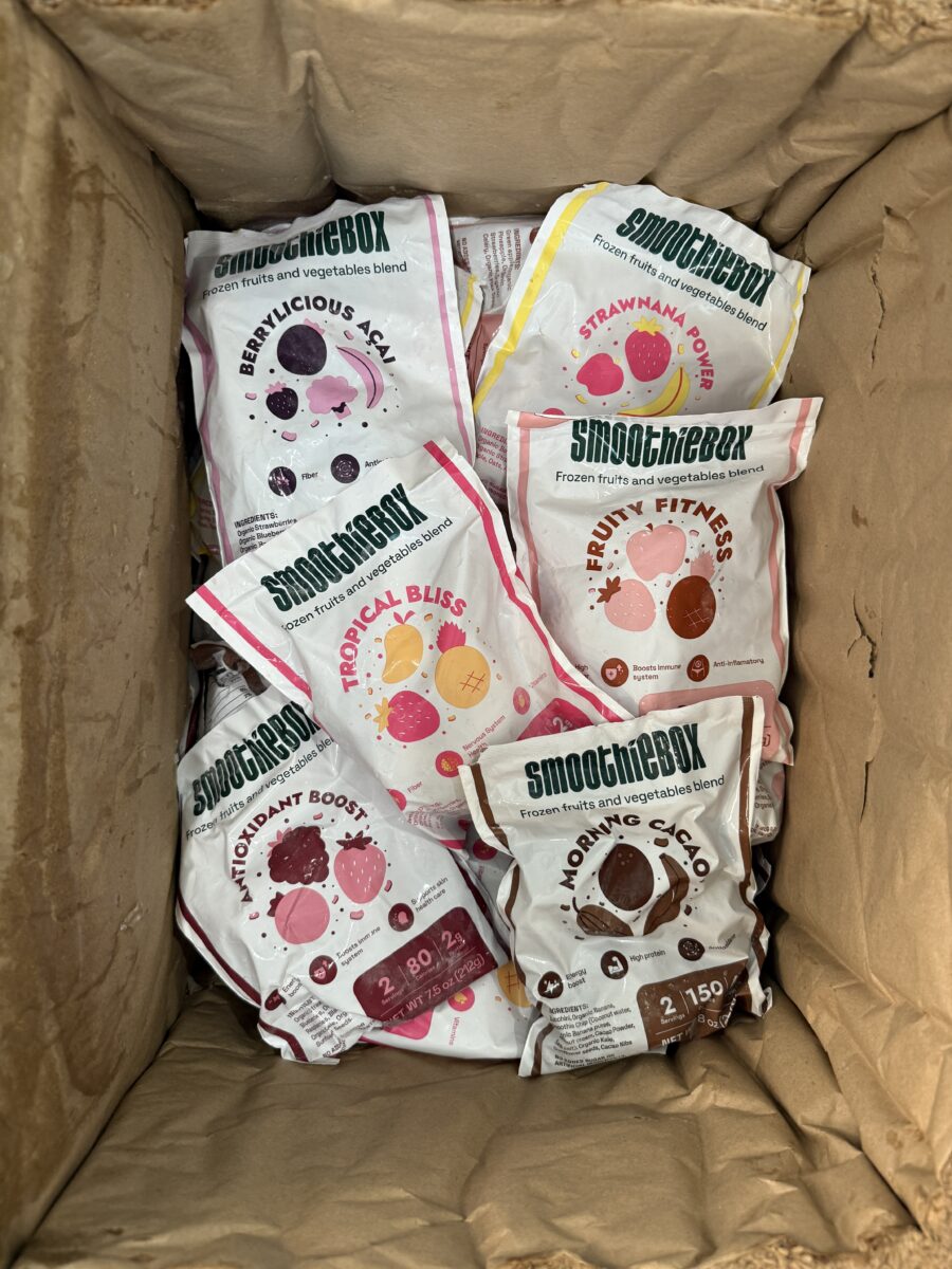 Smoothie Box Smoothies in a cardboard box 