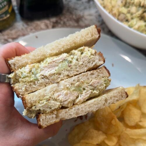 pesto chicken salad sandwich
