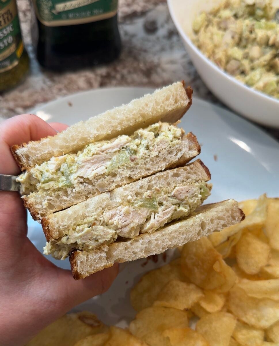 pesto chicken salad sandwich