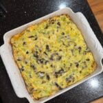 Zucchini Egg Bake in a white baking dish