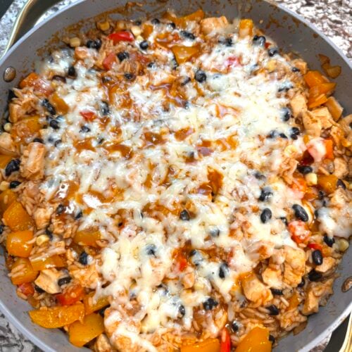 Chicken Enchilada Rice in a pan